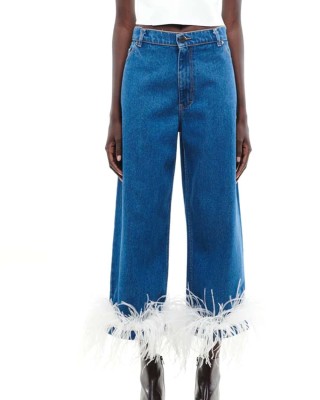 MILKWHITE  JEANS WITH FEATHER