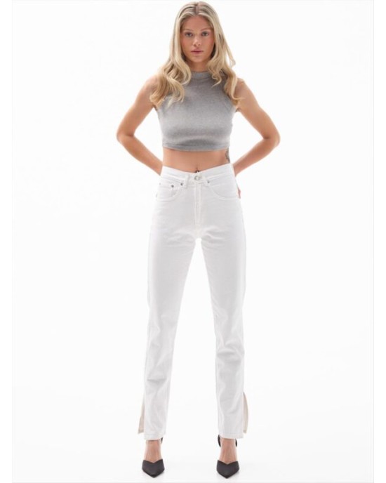 NOTHINKIN Straight Fit Kendall Jeans High waist with opening at the hem Sustainable White