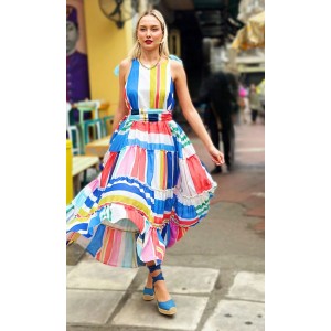 IGRID DRESS MULTI STRIPE SOBOHEMIAN