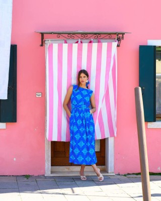 VETA DRESS BLUE AZTEC SOBOHEMIAN