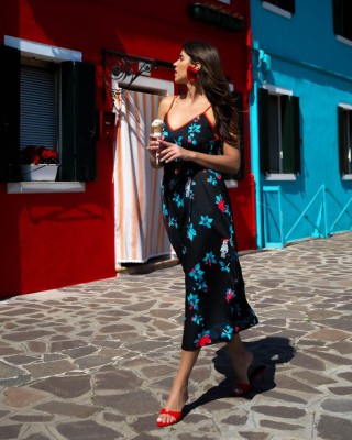 ALPHA DRESS WHITE PARROTS BLOSSOM SOBOHEMIAN