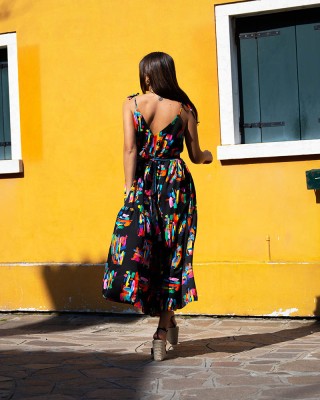 ZETA DRESS BLACK PAINTINGS SOBOHEMIAN