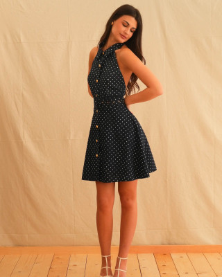 BACKLESS POLKA DOTS MINI DRESS TRIKOGIA