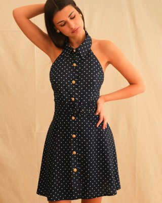 BACKLESS POLKA DOTS MINI DRESS TRIKOGIA