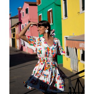 HELENA MINI DRESS WHITE PAINTINGS