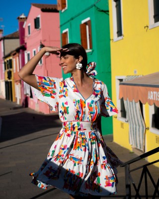 HELENA MINI DRESS WHITE PAINTINGS