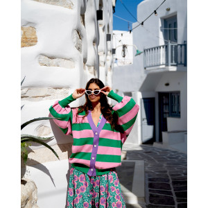JAYS CARDIGAN GREEN PINK SOBOHEMIAN