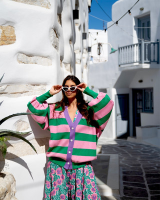 JAYS CARDIGAN GREEN PINK SOBOHEMIAN