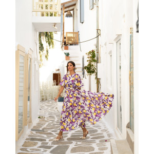 RITA DRESS YELLOW PURPLE SOBOHEMIAN
