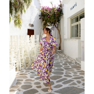 RITA DRESS YELLOW PURPLE SOBOHEMIAN