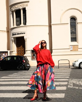 JULIA PLEATED SKIRT PIXEL SQUARES SOBOHEMIAN