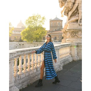 IRINA CARDIGAN DRESS BLUE BLACK SOBOHEMIAN