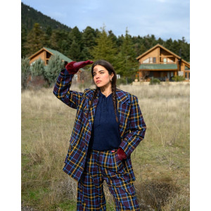 SOBOHEMIAN LYDIA TROUSERS BLUE YELLOW PLAID