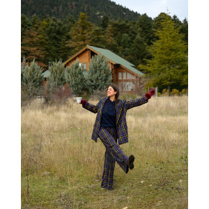 SOBOHEMIAN LYDIA TROUSERS BLUE YELLOW PLAID