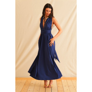NAVY POLYMORPHIC MAXI DRESS TRIKOGIA