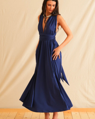 NAVY POLYMORPHIC MAXI DRESS TRIKOGIA