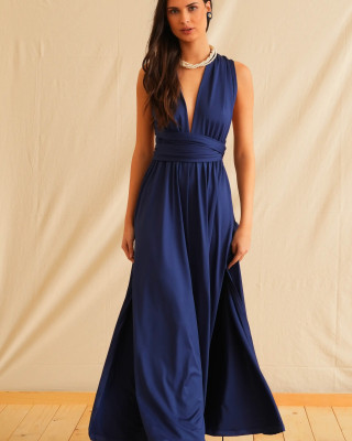 NAVY POLYMORPHIC MAXI DRESS TRIKOGIA