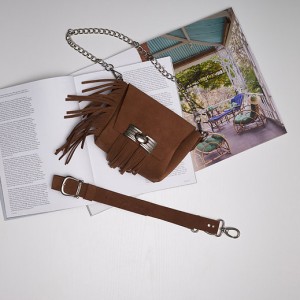 WOMAN CHOCOLATE SUEDE SHOULDER BAG INDIVIDUAL