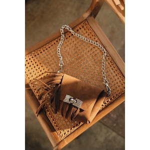 WOMAN CHOCOLATE SUEDE SHOULDER BAG INDIVIDUAL