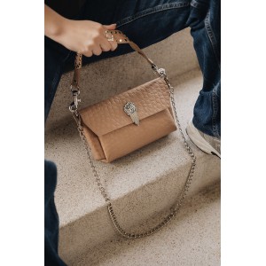 INDIVIDUAL ART LEATHER ON MY MIND SHOULDER BAG MOCHA