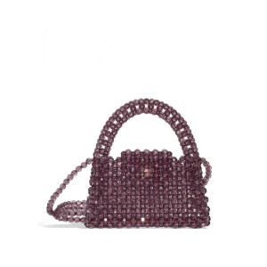 LUNEA BAGS Los Angeles Mini Bag Μωβ Γυναικεία Μίνι Τσάντα με Χάντρες