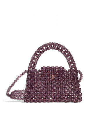 LUNEA BAGS Los Angeles Mini Bag Μωβ Γυναικεία Μίνι Τσάντα με Χάντρες