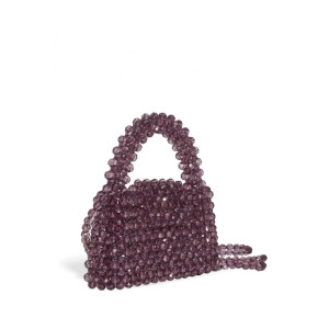 LUNEA BAGS Los Angeles Mini Bag Μωβ Γυναικεία Μίνι Τσάντα με Χάντρες