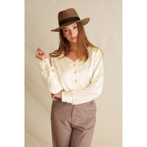 IVORY SATIN VINTAGE SHIRT GEORGINA TRIKOGIA