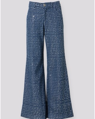 NADIA BLUE DENIM TROUSERS WITH SEQUINS 