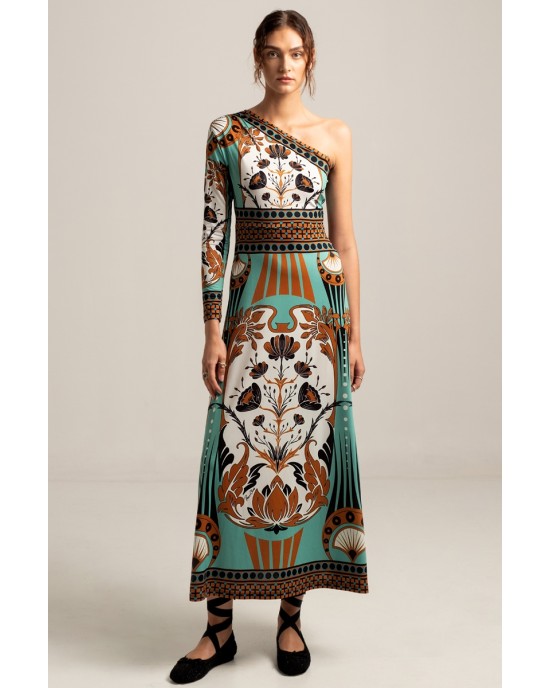 PEACE AND CHAOS ARABESQUE ONE SHOULDER MAXI DRESS