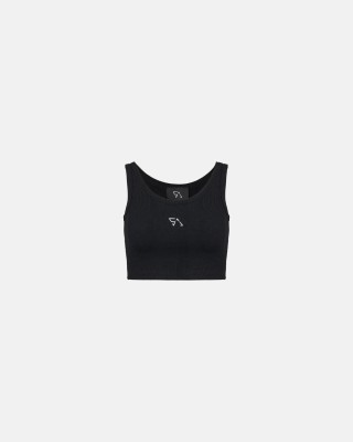 STEFANIA VAIDANI RIB CROP TOP BLACK