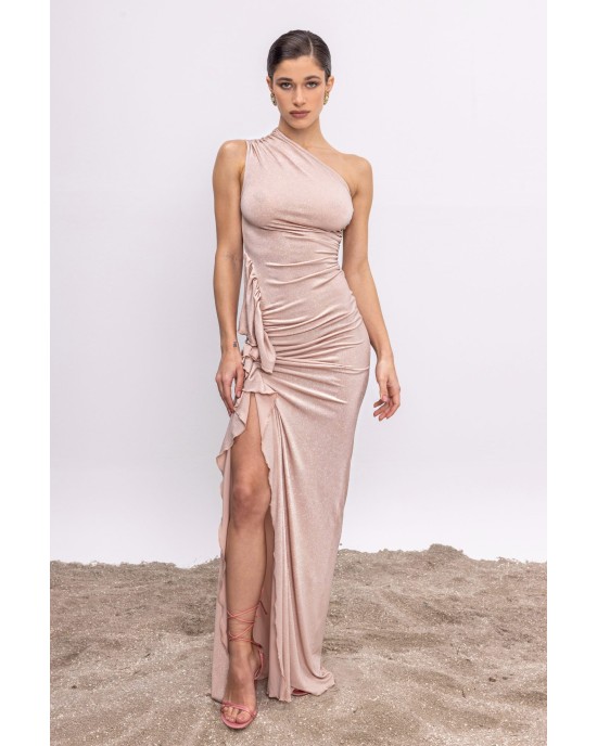 ANDRIA GLITTER NUDE DRESS