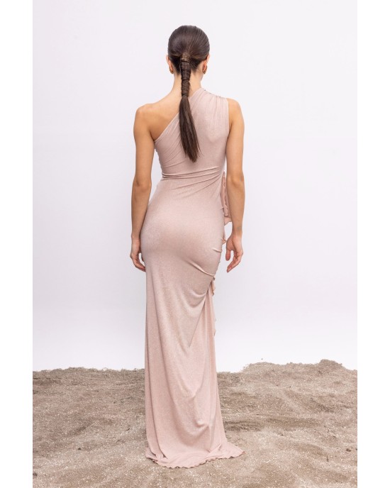 ANDRIA GLITTER NUDE DRESS