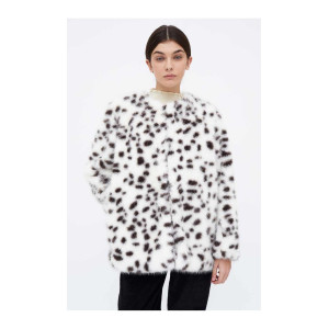 ANIMAL PRINT WHITE BROWN ECO FUR