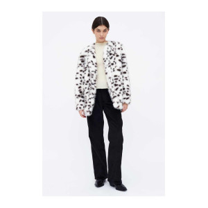 ANIMAL PRINT WHITE BROWN ECO FUR