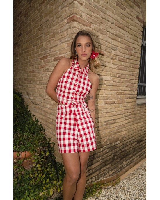 BACKLESS VICHY SHIRT TOP