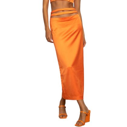 STEFANIA VAIDANI IMANI SILK MIDI SKIRT