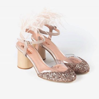 BELLA ROSE GOLD FEATHER HEELS