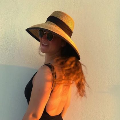 TIFFANY BLACK RIBBON STRAW HAT SAVAPILE