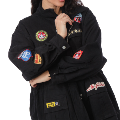 BLACK MILITARY COTTON jACKET